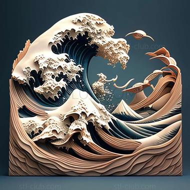 3D model great wave (STL)